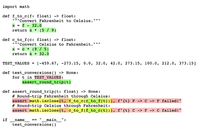 Du code Python surligné de différentes couleurs en fonction de son optimisation par Python 3.11